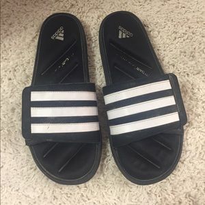 [Adidas] black white slides shoes sandals men’s 8